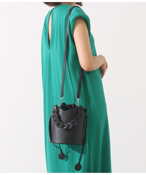Settimissimo（セッティミッシモ）の「バケツ型巾着2WAYバッグ（ハンドバッグ・レディース・ブラック/ベージュ・FREE）」の8枚目の写真