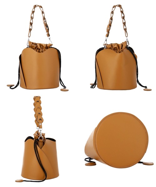 Settimissimo（セッティミッシモ）の「バケツ型巾着2WAYバッグ（ハンドバッグ・レディース・ブラック/ベージュ・FREE）」の15枚目の写真