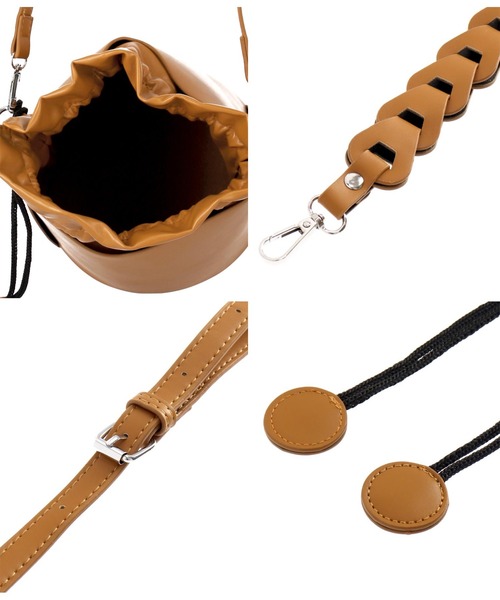 Settimissimo（セッティミッシモ）の「バケツ型巾着2WAYバッグ（ハンドバッグ・レディース・ブラック/ベージュ・FREE）」の16枚目の写真