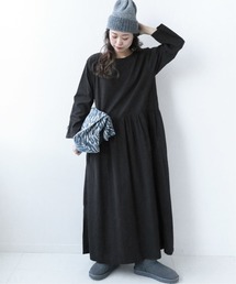 《別注》【ARMEN】BOAT NECK L/S ONEPIECE SMU：ワンピース◆
