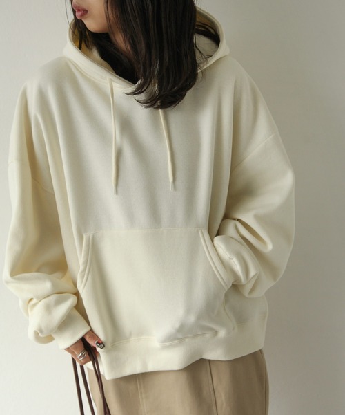 Chillfar（チルファー）の「裏起毛バックパッチワークパーカー（パーカー・レディース・チャコール/アイボリー/ブルー系/ブラウン/ブラック/カーキ/オートミール/ベージュ・MEDIUM/LARGE）」の9枚目の写真