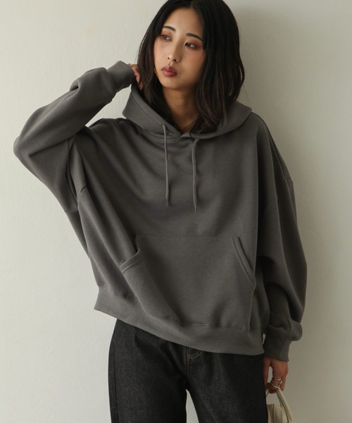 Chillfar（チルファー）の「裏起毛バックパッチワークパーカー（パーカー・レディース・チャコール/アイボリー/ブルー系/ブラウン/ブラック/カーキ/オートミール/ベージュ・MEDIUM/LARGE）」の22枚目の写真