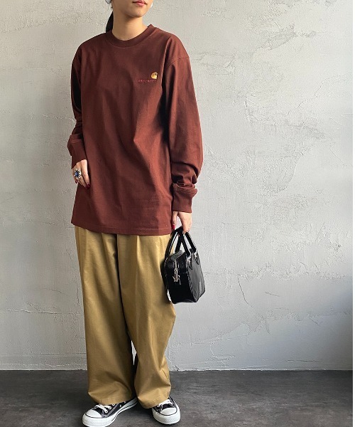 Carhartt WIP（カーハートダブリューアイピー）の「[carhartt WIP/カーハートダブリューアイピー] AMERICAN SCRIPT ワンポイントロゴ刺繍ロンT（Tシャツ/カットソー・レディース・ダークグリーン/ブラック/ホワイト/ブラウン・L/XL/S/M/XS）」の21枚目の写真