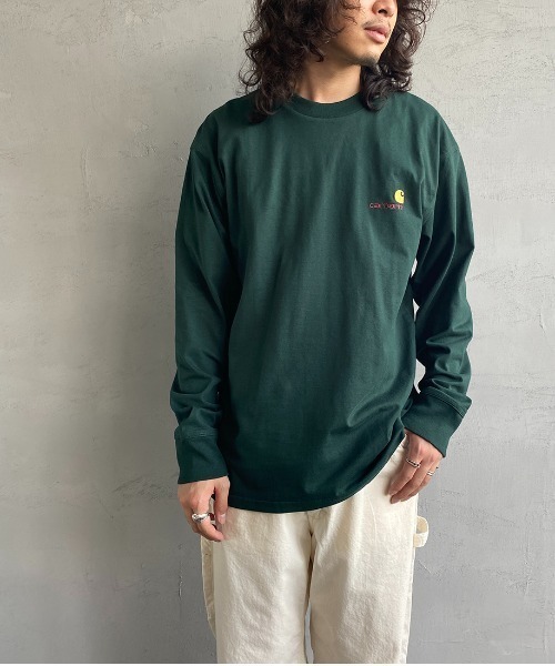 Carhartt WIP（カーハートダブリューアイピー）の「[carhartt WIP/カーハートダブリューアイピー] AMERICAN SCRIPT ワンポイントロゴ刺繍ロンT（Tシャツ/カットソー・レディース・ダークグリーン/ブラック/ホワイト/ブラウン・L/XL/S/M/XS）」の9枚目の写真