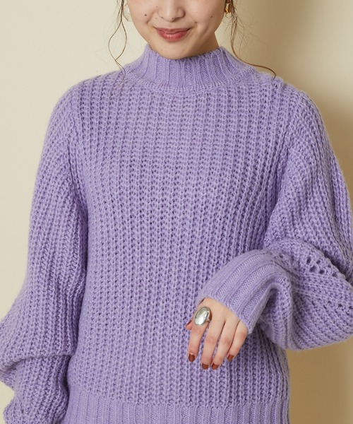 RIVE DROITE（リヴドロワ）の「【ZOZOTOWN限定】ボリュームスリーブMIXヤーンニット（ニット/セーター・レディース・パープル/ライトグレー/アイボリー/グリーン系その他・FREE）」の4枚目の写真
