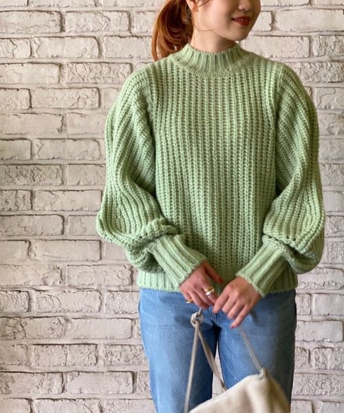 RIVE DROITE（リヴドロワ）の「【ZOZOTOWN限定】ボリュームスリーブMIXヤーンニット（ニット/セーター・レディース・パープル/ライトグレー/アイボリー/グリーン系その他・FREE）」の3枚目の写真