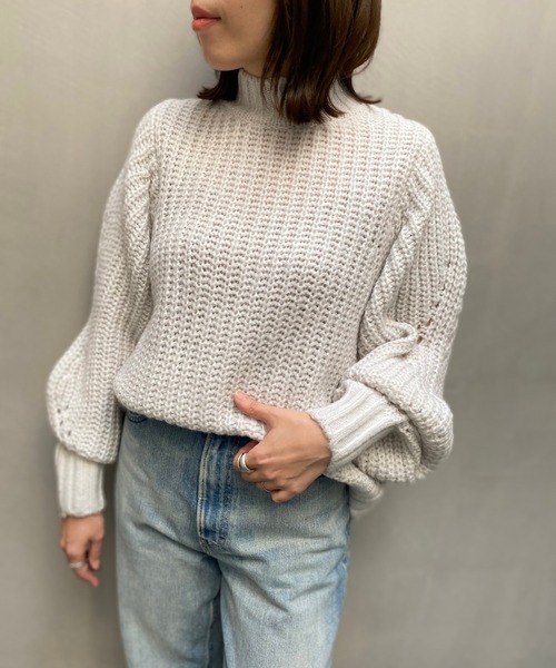 RIVE DROITE（リヴドロワ）の「【ZOZOTOWN限定】ボリュームスリーブMIXヤーンニット（ニット/セーター・レディース・パープル/ライトグレー/アイボリー/グリーン系その他・FREE）」の2枚目の写真