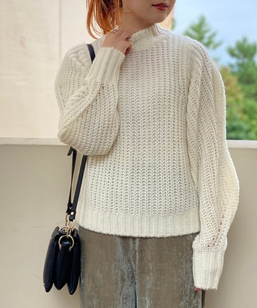 RIVE DROITE（リヴドロワ）の「【ZOZOTOWN限定】ボリュームスリーブMIXヤーンニット（ニット/セーター・レディース・パープル/ライトグレー/アイボリー/グリーン系その他・FREE）」の5枚目の写真