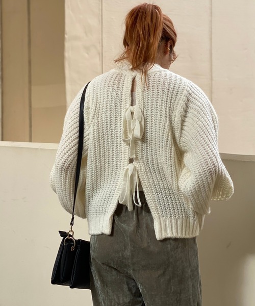 RIVE DROITE（リヴドロワ）の「【ZOZOTOWN限定】ボリュームスリーブMIXヤーンニット（ニット/セーター・レディース・パープル/ライトグレー/アイボリー/グリーン系その他・FREE）」の7枚目の写真