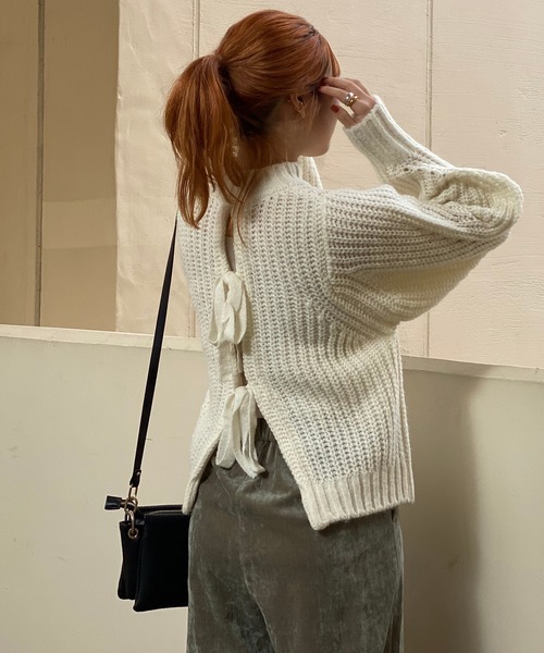 RIVE DROITE（リヴドロワ）の「【ZOZOTOWN限定】ボリュームスリーブMIXヤーンニット（ニット/セーター・レディース・パープル/ライトグレー/アイボリー/グリーン系その他・FREE）」の6枚目の写真