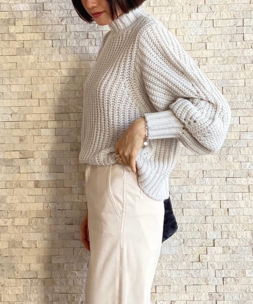 RIVE DROITE（リヴドロワ）の「【ZOZOTOWN限定】ボリュームスリーブMIXヤーンニット（ニット/セーター・レディース・パープル/ライトグレー/アイボリー/グリーン系その他・FREE）」の15枚目の写真