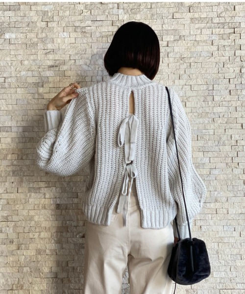 RIVE DROITE（リヴドロワ）の「【ZOZOTOWN限定】ボリュームスリーブMIXヤーンニット（ニット/セーター・レディース・パープル/ライトグレー/アイボリー/グリーン系その他・FREE）」の16枚目の写真