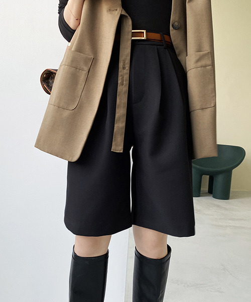 c.u.l（シーユーエル）の「【c.u.l:w】ハイウエストタックショートパンツ culw129（その他パンツ・レディース・ブラウン/ブラック/ブルーグレー・M/L）」の6枚目の写真