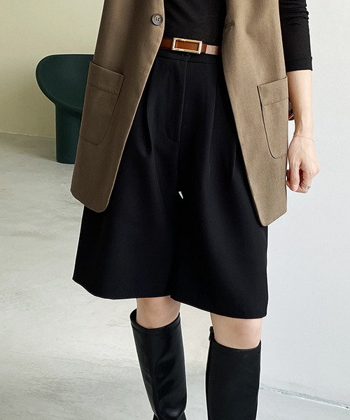 c.u.l（シーユーエル）の「【c.u.l:w】ハイウエストタックショートパンツ culw129（その他パンツ・レディース・ブラウン/ブラック/ブルーグレー・M/L）」の7枚目の写真