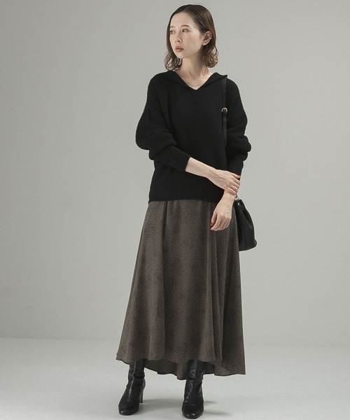 URBAN RESEARCH ROSSO（アーバンリサーチロッソ）の「フーディーニット（ニット/セーター・レディース・ブラック/ベージュ系その他・FREE）」の5枚目の写真