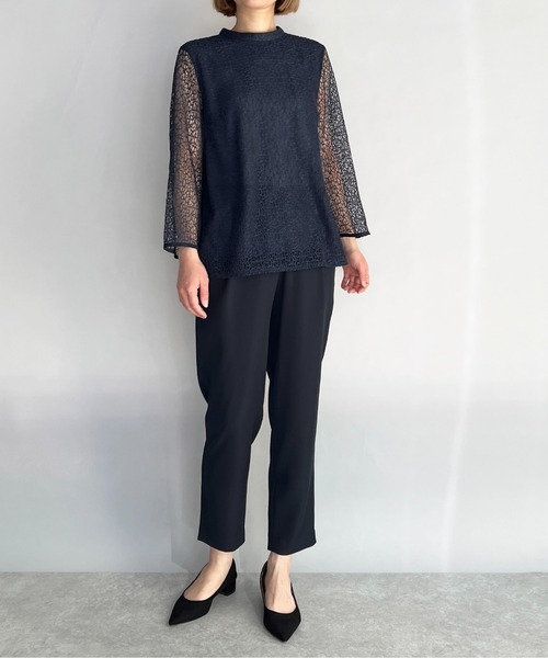PICCIN(ピッチン)の「ダブルクロステーパードパンツ(スラックス・レディース・ネイビー/グレイッシュベージュ・M/L)」の9枚目の写真