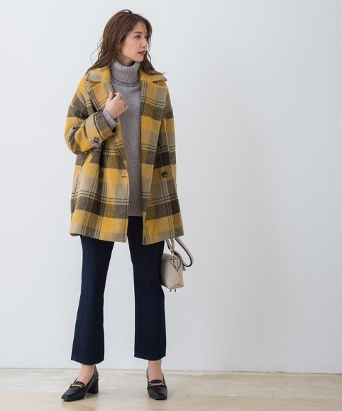 Pierrot(ピエロ)の「チェック柄ショートコート(その他アウター・レディース・イエロー/ピンク・L/M)」の11枚目の写真
