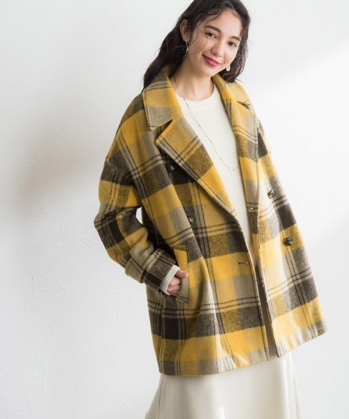 Pierrot(ピエロ)の「チェック柄ショートコート(その他アウター・レディース・イエロー/ピンク・L/M)」の17枚目の写真