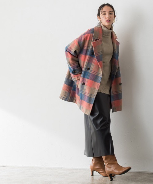 Pierrot(ピエロ)の「チェック柄ショートコート(その他アウター・レディース・イエロー/ピンク・L/M)」の15枚目の写真