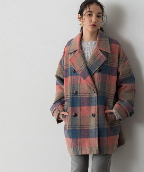 Pierrot(ピエロ)の「チェック柄ショートコート(その他アウター・レディース・イエロー/ピンク・L/M)」の21枚目の写真