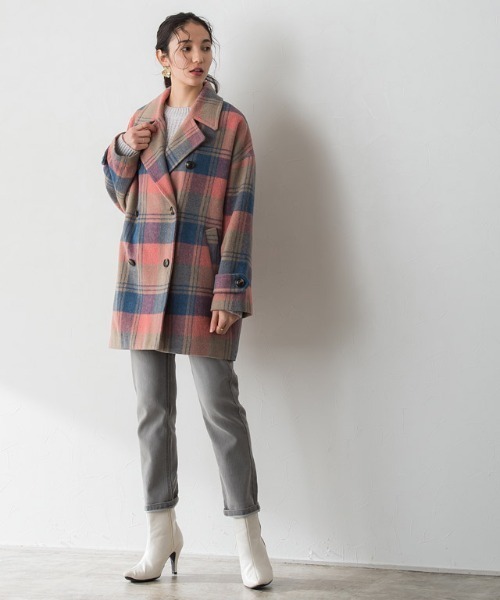 Pierrot(ピエロ)の「チェック柄ショートコート(その他アウター・レディース・イエロー/ピンク・L/M)」の18枚目の写真