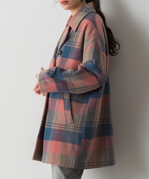 Pierrot(ピエロ)の「チェック柄ショートコート(その他アウター・レディース・イエロー/ピンク・L/M)」の9枚目の写真