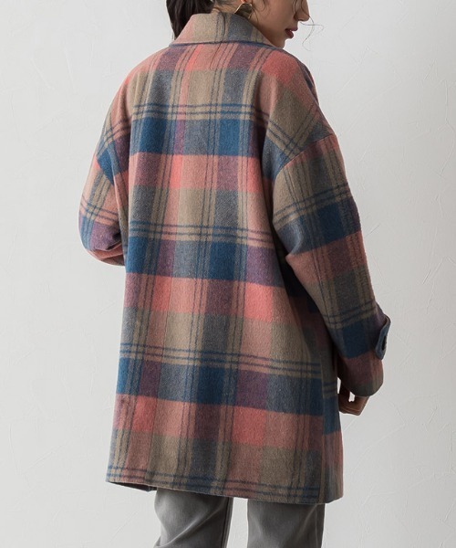 Pierrot(ピエロ)の「チェック柄ショートコート(その他アウター・レディース・イエロー/ピンク・L/M)」の5枚目の写真