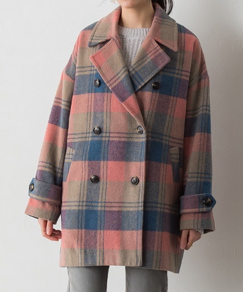 Pierrot(ピエロ)の「チェック柄ショートコート(その他アウター・レディース・イエロー/ピンク・L/M)」の19枚目の写真