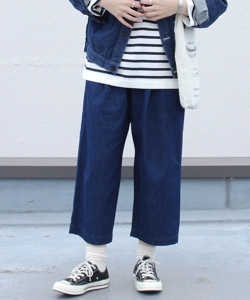 WILD THINGS（ワイルドシングス）の「WILD THINGS/ワイルドシングス　ストレッチデニムタックワイド　SHELTECH DENIM TUCK WIDE（ウィメンズ）　WTW22010SG（デニムパンツ・レディース・ワンウォッシュ/オフホワイト・S）」の8枚目の写真