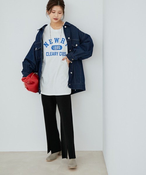 vis-`a-vis(ビサビ)の「オーバーサイズデニム&ツイルブルゾン(デニムジャケット・レディース・ホワイト/ネイビー・FREE)」の5枚目の写真