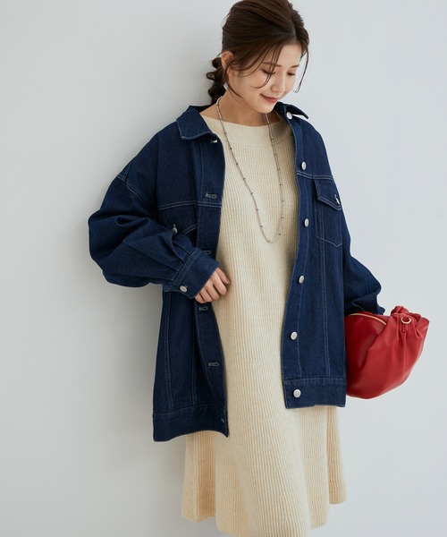 vis-`a-vis(ビサビ)の「オーバーサイズデニム&ツイルブルゾン(デニムジャケット・レディース・ホワイト/ネイビー・FREE)」の18枚目の写真