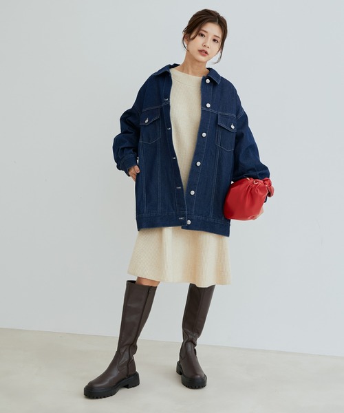 vis-`a-vis(ビサビ)の「オーバーサイズデニム&ツイルブルゾン(デニムジャケット・レディース・ホワイト/ネイビー・FREE)」の13枚目の写真