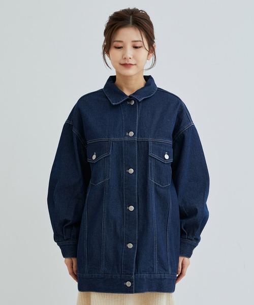 vis-`a-vis(ビサビ)の「オーバーサイズデニム&ツイルブルゾン(デニムジャケット・レディース・ホワイト/ネイビー・FREE)」の11枚目の写真