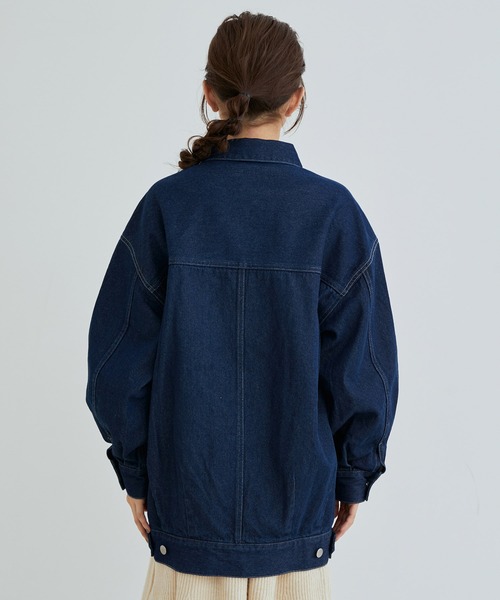 vis-`a-vis(ビサビ)の「オーバーサイズデニム&ツイルブルゾン(デニムジャケット・レディース・ホワイト/ネイビー・FREE)」の6枚目の写真