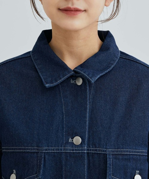 vis-`a-vis(ビサビ)の「オーバーサイズデニム&ツイルブルゾン(デニムジャケット・レディース・ホワイト/ネイビー・FREE)」の16枚目の写真
