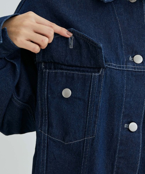 vis-`a-vis(ビサビ)の「オーバーサイズデニム&ツイルブルゾン(デニムジャケット・レディース・ホワイト/ネイビー・FREE)」の12枚目の写真