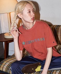 CONVERSE/コンバース クロップドロゴ刺繍コットン半袖Tシャツ