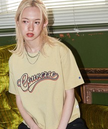CONVERSE/コンバース クロップドロゴ刺繍コットン半袖Tシャツ