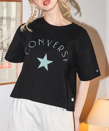 CONVERSE/コンバース クロップドロゴ刺繍コットン半袖Tシャツ