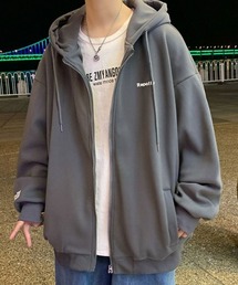 シンプルワンポイントロゴジップパーカー