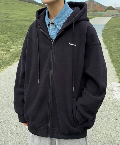 MGV（エムジーヴィー）の「シンプルワンポイントロゴジップパーカー（パーカー・メンズ・グレー/ブルー/ブラック/ダークグレー/グリーン・LARGE/MEDIUM/X-LARGE）」の17枚目の写真