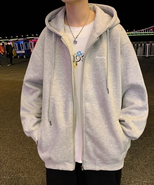 MGV（エムジーヴィー）の「シンプルワンポイントロゴジップパーカー（パーカー・メンズ・グレー/ブルー/ブラック/ダークグレー/グリーン・LARGE/MEDIUM/X-LARGE）」の11枚目の写真
