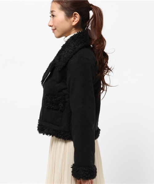 OUTLET（アウトレット）の「【goocy】フェイクムートンライダースジャケット（ライダースジャケット・レディース・ライトベージュ/ブラック/ミント・FREE）」の7枚目の写真