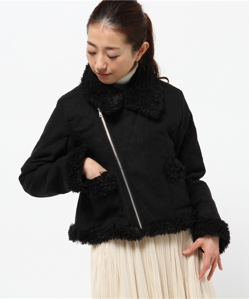 OUTLET（アウトレット）の「【goocy】フェイクムートンライダースジャケット（ライダースジャケット・レディース・ライトベージュ/ブラック/ミント・FREE）」の11枚目の写真