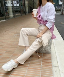 one after another NICE CLAUP | 美シルエットのフリンジデニムパンツ(デニムパンツ)