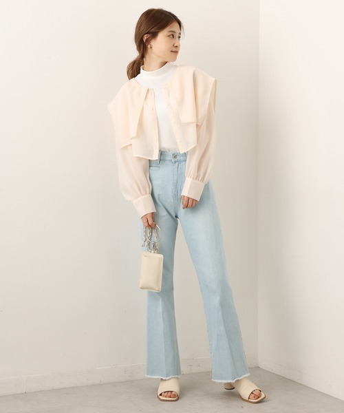 美シルエットのフリンジデニムパンツ
