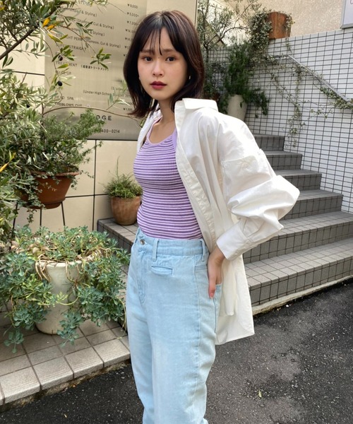 美シルエットのフリンジデニムパンツ