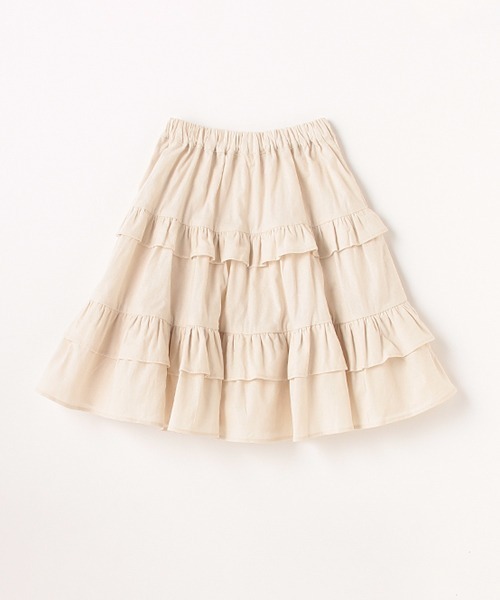b・ROOM（ビールーム）の「ロングティアードスカート（スカート・キッズ・オフホワイト/モスグリーン/ブルー・120cm/130cm/100cm/110cm/90cm）」の6枚目の写真
