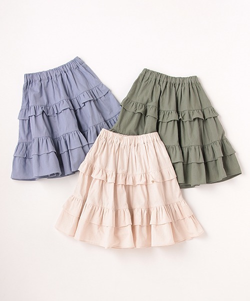 b・ROOM（ビールーム）の「ロングティアードスカート（スカート・キッズ・オフホワイト/モスグリーン/ブルー・120cm/130cm/100cm/110cm/90cm）」の10枚目の写真