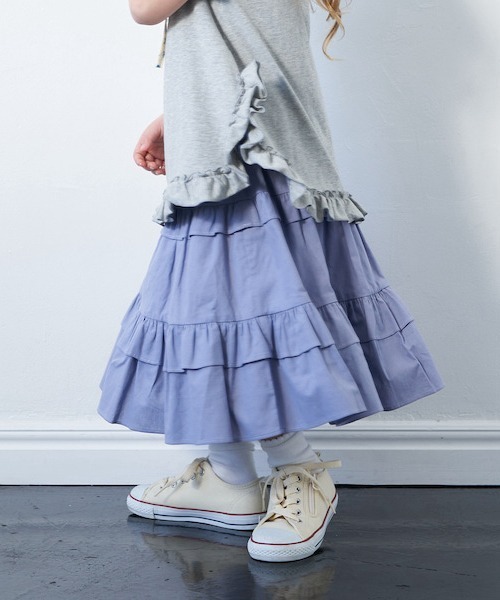 b・ROOM（ビールーム）の「ロングティアードスカート（スカート・キッズ・オフホワイト/モスグリーン/ブルー・120cm/130cm/100cm/110cm/90cm）」の16枚目の写真
